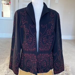 Coldwater Creek - Beautiful Black Blazer with embroidered inlay design - size 12